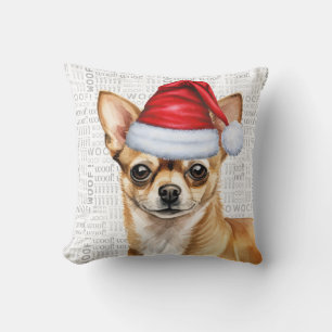 Coussin Funny Chihuahua Chien Aquarelle Noël
