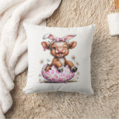 Coussin Funny Cow Easter Rabbit Cute Highland Cows Lover E (Couverture)