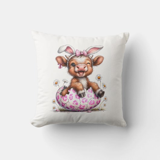 Coussin Funny Cow Easter Rabbit Cute Highland Cows Lover E (Recto)