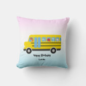 Coussin Funny DINO dinosaur School Bus garçon Anniversaire (Recto)
