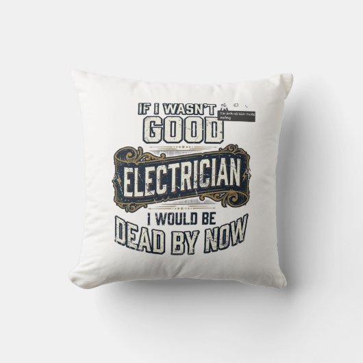 Coussin Funny Electrician Vintage Engraving Quote Design (Recto)