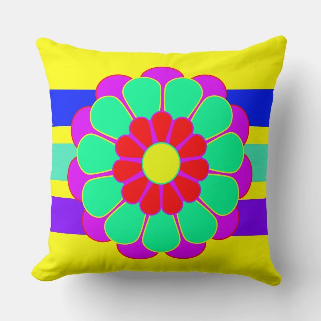 Coussin Funny Flower Power Bloom I + votre backgr. & idée (Recto)