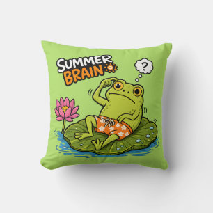 Coussin Funny Frog Summer Brain Grenouille de dessin animé