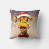 Coussin Funny giraffe wearing a Santa hat (Verso)