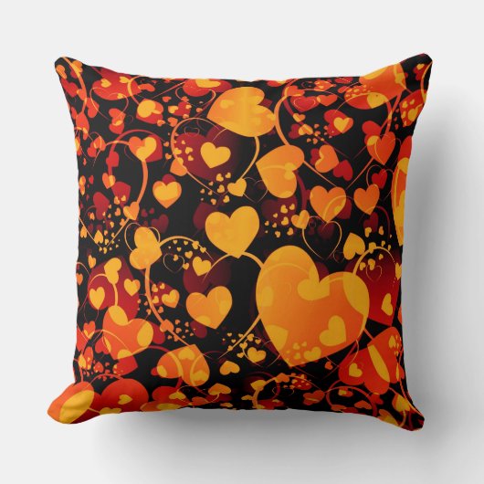 Coussin Funny Heart Motif VIII - noir rouge jaune (Recto)