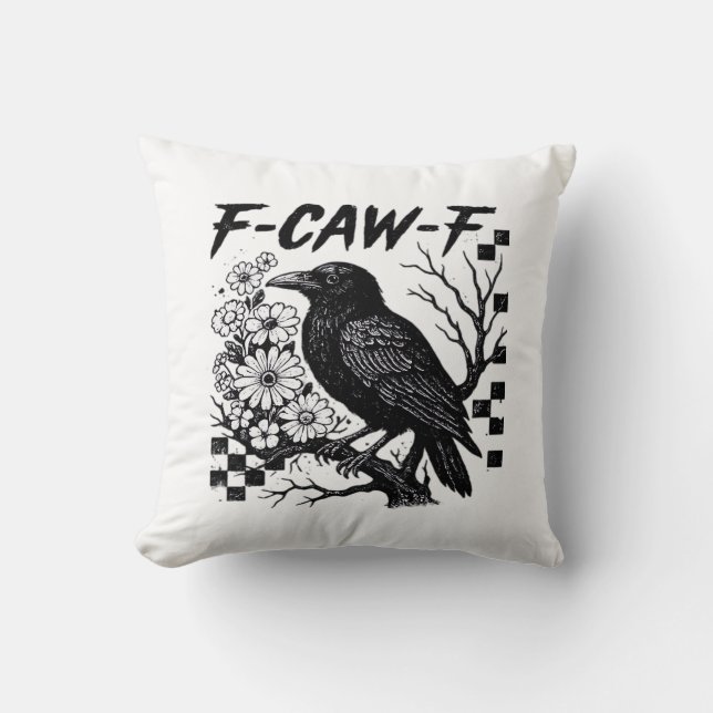 Coussin Funny Humor Crow Gothic F-Caw-F Essential (Recto)