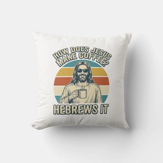 Coussin Funny Jésus Café Vintage Gravure Chemise Design_ (Recto)