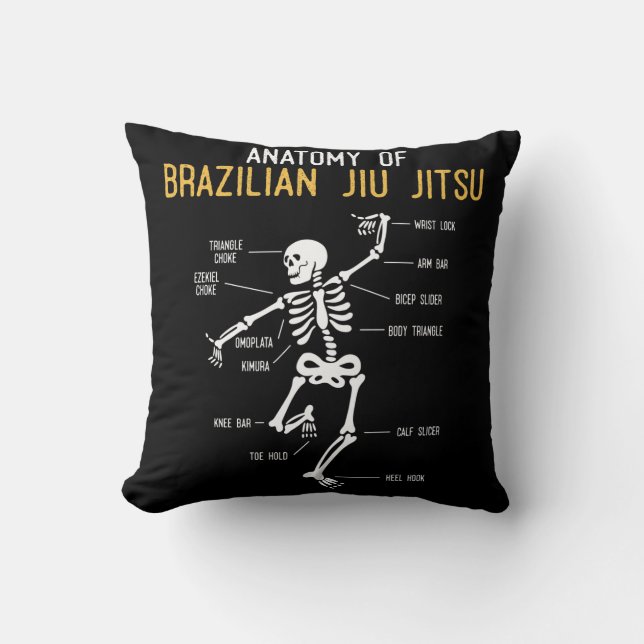 Coussin Funny Jiu Jitsu Fighter Anatomy BJJ Humour d'entra (Recto)