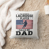 Coussin Funny Lacrosse Dad American Flag Vintage Shirt Des (Couverture)