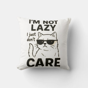 Coussin "Funny Lazy Chat Shirt - Je ne suis pas Lazy Je ne