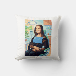 Coussin Funny Mona Lisa Dentist Dental Office Art Decor -