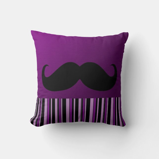 Coussin Funny Moustache noire | Bandes rétro (Recto)