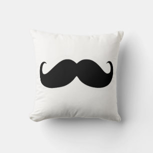 Coussin Funny Moustache noire sur Arrière - plan blanc