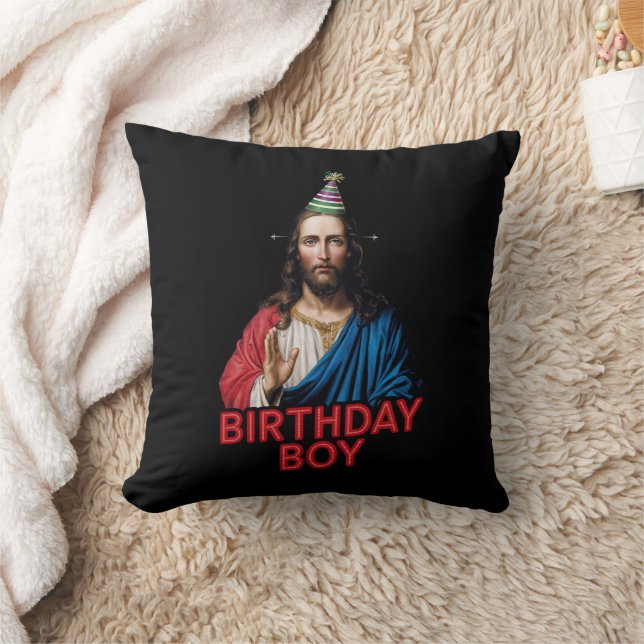 Coussin Funny Noël Jésus Enfant d'anniversaire (Couverture)