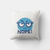 Coussin Funny Nope Emoji Pillow – Blue Angry Face with Gla (Recto)
