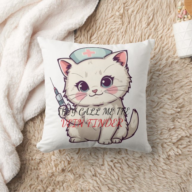 Coussin Funny Nurse Cat The Vein Finder Personalized (Couverture)