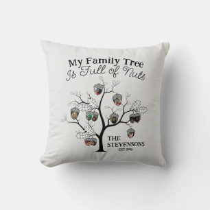 Coussin Funny Photo Family Tree est plein de noix Noël