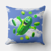 Coussin Funny Pickleman Vert Dans Le Ciel (Recto)