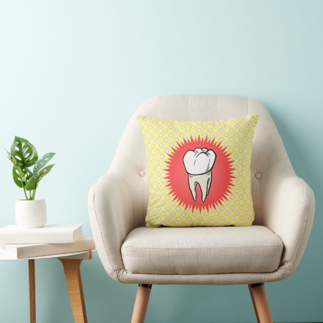 Coussin Funny Rouge Blanc Jaune Extrait Molaire Starburst (Chaise)