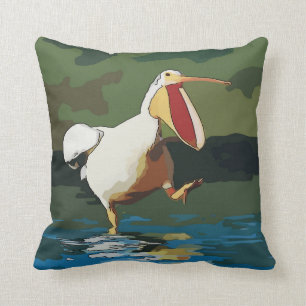 Coussin Funny Running Pelican