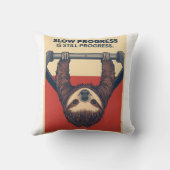 Coussin Funny Sloth Gym Motivation Poster - Slow Progress  (Verso)