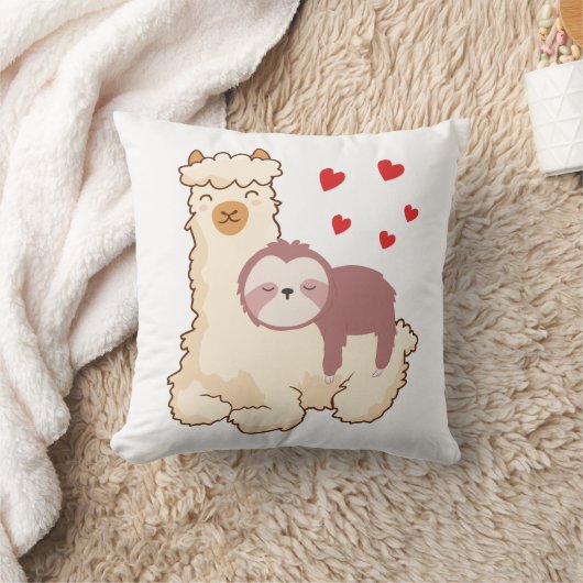 Coussin Funny Sloth Riding Llama Shirt drôle Coeurs d'Alpa (Couverture)