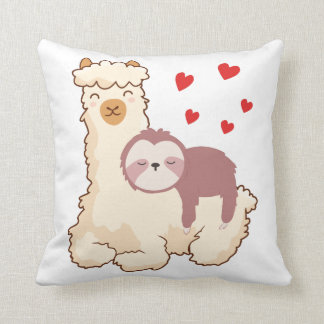 Coussin Funny Sloth Riding Llama Shirt drôle Coeurs d'Alpa