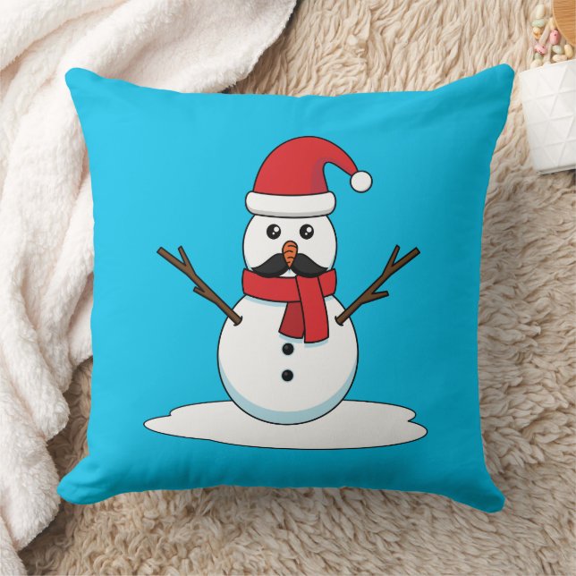 Coussin Funny Snowman avec Moustache et carotte (Couverture)