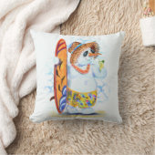 Coussin Funny Summer Snowman Surfer (Couverture)