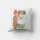 Coussin Funny Summer Snowman Surfer (Verso)