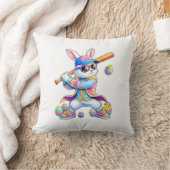 Coussin Funny Tie Dye Rabbit Baseball Easter Bunny Men Boy (Couverture)