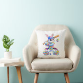 Coussin Funny Tie Dye Rabbit Baseball Easter Bunny Men Boy (Chaise)
