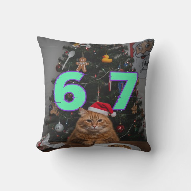 Coussin Funny Trending Six Seven Christmas Cat  (Recto)