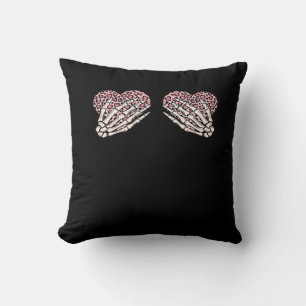 Coussin Funny Valentines Jour Squelette Mains Coeurs Fille