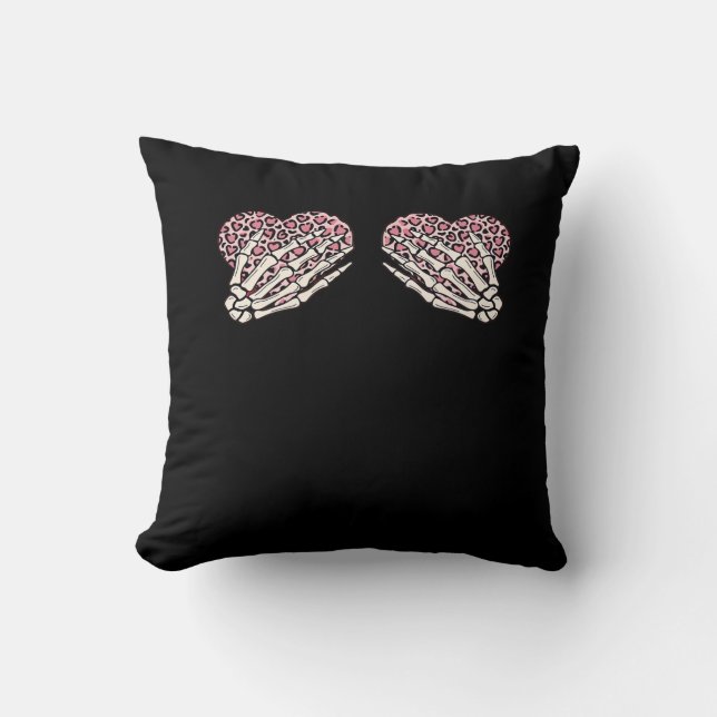 Coussin Funny Valentines Jour Squelette Mains Coeurs Fille (Recto)