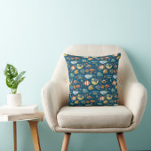 Coussin Funny Whimsical Océan Poisson Motif bleu (Chaise)