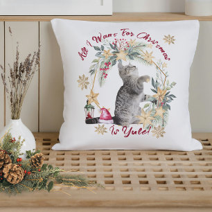 Coussin Funny Yule Cat Hygge Noël Décor de la maison