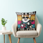 Coussin Fur-Ever Rock & Roll With A Rockin Corgi (Chaise)