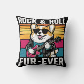 Coussin Fur-Ever Rock & Roll With A Rockin Corgi (Recto)