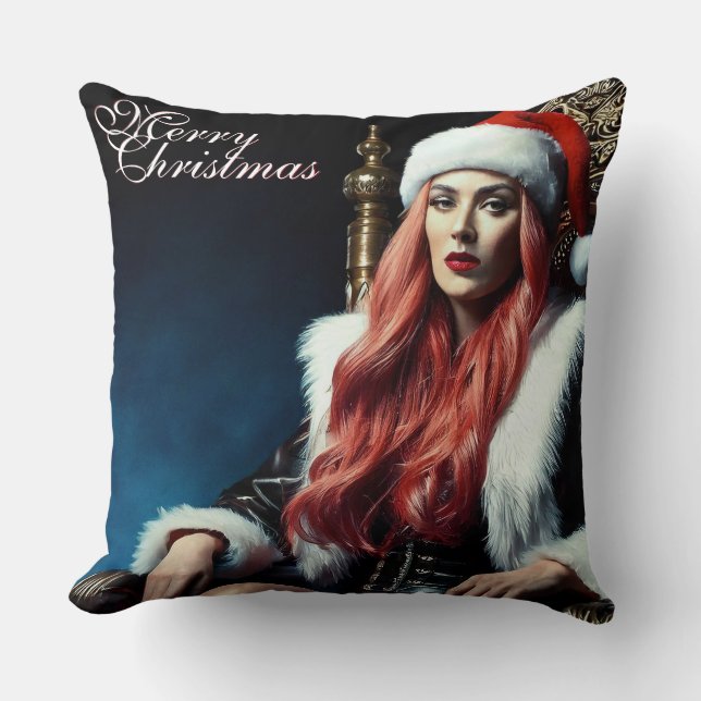 Coussin Fur & Leather Diva – Joyeux Noël (Recto)