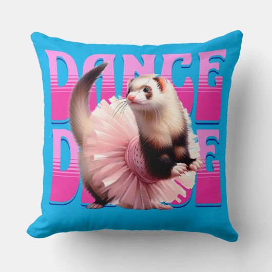 Coussin Furet drôle en tutu qui danse (Recto)