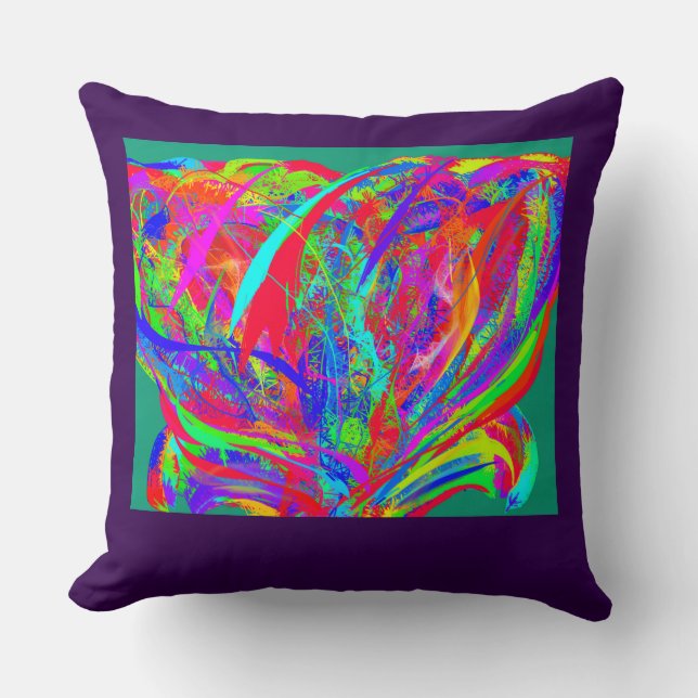 Coussin Furry Rainbow Colored Flower (Recto)