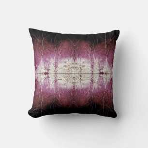 Coussin Fuschia Blanc Noir symétrique Art Abstrait