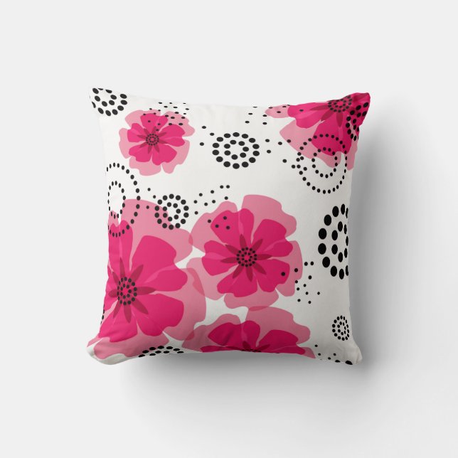 Coussin Fuschia des pavots | de poivre (Recto)