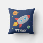Coussin Fusée dans l'espace, planète et étoiles, nurserie (Verso)