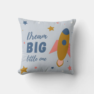 Coussin Fusée illustrée colorée pour enfants