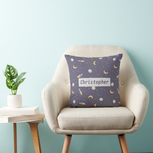 Coussin Fusée Lune Espace Planète Étoiles (Chaise)