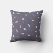 Coussin Fusée Lune Espace Planète Étoiles (Verso)