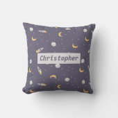 Coussin Fusée Lune Espace Planète Étoiles (Recto)