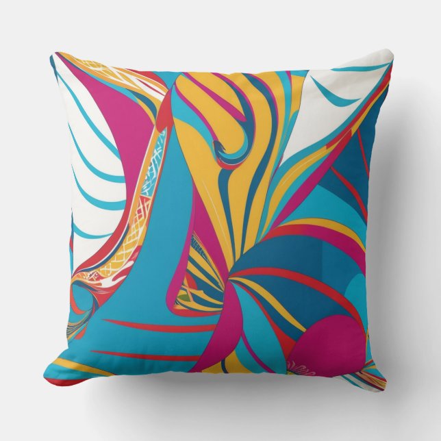 Coussin Fusion vibrante de batik tropical abstrait de feui (Recto)